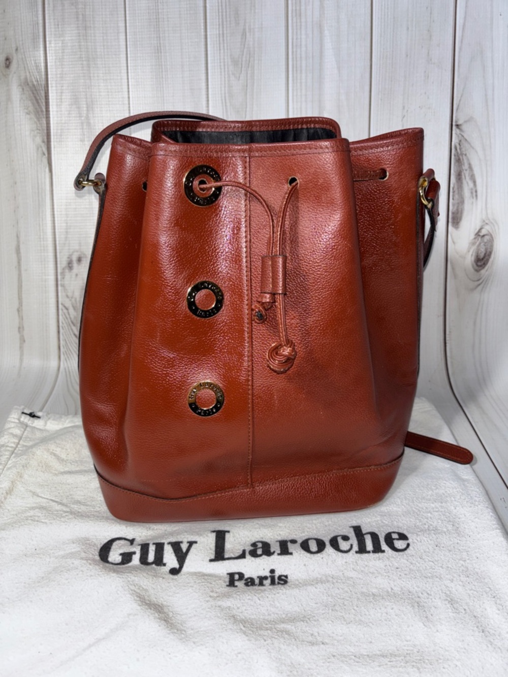 Guy Laroche Leather Bucket Bag